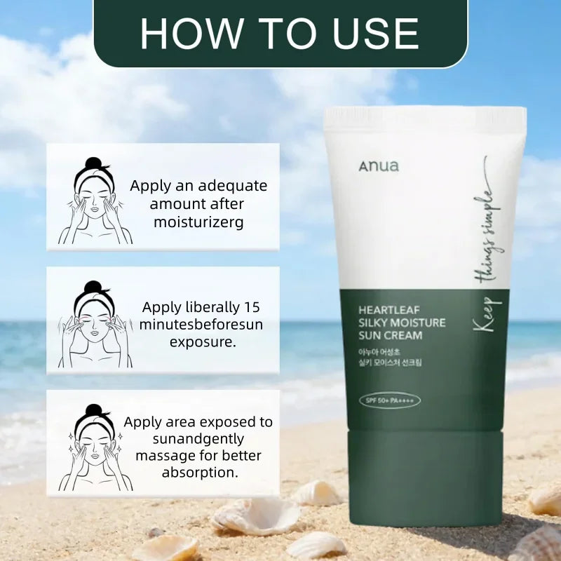 ANUA | Heartleaf Silky Moisture Sun Cream SPF50+