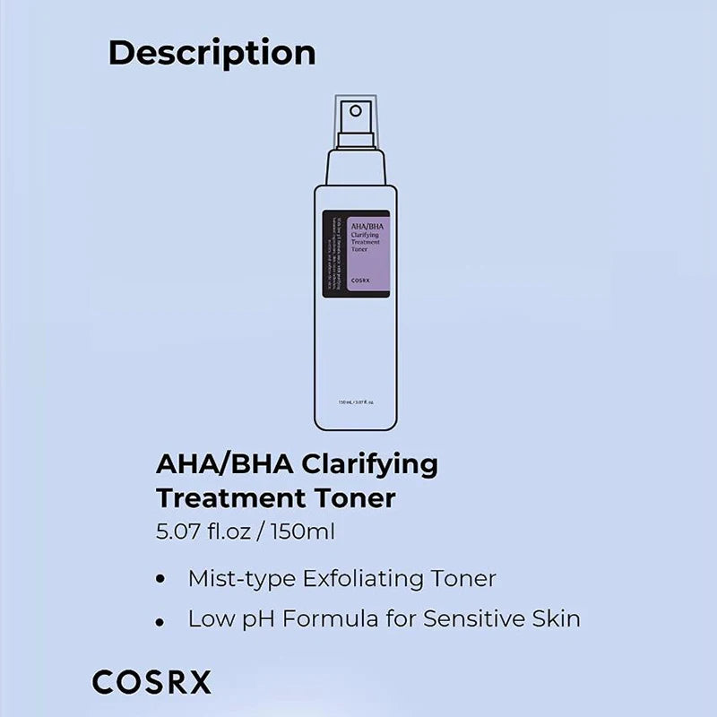 COSRX AHA/BHA Clarifying Treatment Toner 150ml Exfoliating Facial Serum Moisturizing Smooth Korean Cosmetics